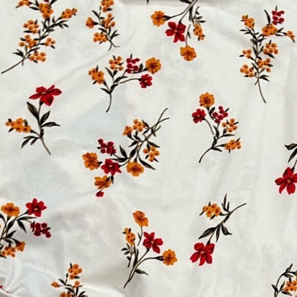 Pink Peony Womens Floral Crop Blouse Cut Out Tie Back Crewneck White Size Small - Picture 2 of 5